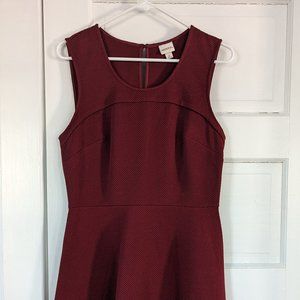 Merona Fit & Flare A-Line Burgundy Knee Length Dress